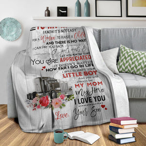 Trucker to My Mom I Know It’s Not Easy for A Woman to Raise A Child Premium Blanket One Size, Cozy Plush Fleece Blanket - 56x43, 70x54, 80x60
