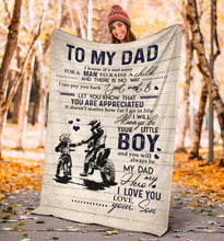 Load image into Gallery viewer, Personalized to My Dad I Know It’s Not Easy for A Man to Raise A Child from Son Premium Blanket One Size, Cozy Plush Fleece Blanket - 56x43, 70x54, 80x60