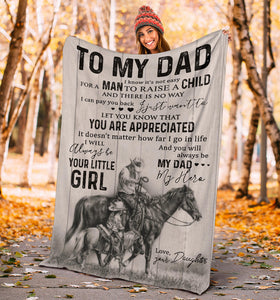Customized Daughter to My Dad – It’s Not Easy A Man to Raise A Daughter Horse Riding Boy Premium Blanket One Size, Cozy Plush Fleece Blanket - 56x43, 70x54, 80x60