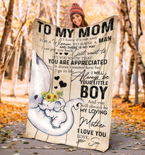 Load image into Gallery viewer, Inspirational Son to My MOM - Elephant - I Know It&#39;s Not Easy - My Loving Mother Premium Blanket One Size, Cozy Plush Fleece Blanket - 56x43, 70x54, 80x60