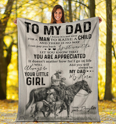 Customized Daughter to My Dad – It’s Not Easy A Man to Raise A Daughter Horse Riding Boy Premium Blanket One Size, Cozy Plush Fleece Blanket - 56x43, 70x54, 80x60