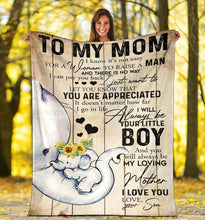Load image into Gallery viewer, Inspirational Son to My MOM - Elephant - I Know It&#39;s Not Easy - My Loving Mother Premium Blanket One Size, Cozy Plush Fleece Blanket - 56x43, 70x54, 80x60
