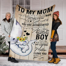 Load image into Gallery viewer, Inspirational Son to My MOM - Elephant - I Know It&#39;s Not Easy - My Loving Mother Premium Blanket One Size, Cozy Plush Fleece Blanket - 56x43, 70x54, 80x60