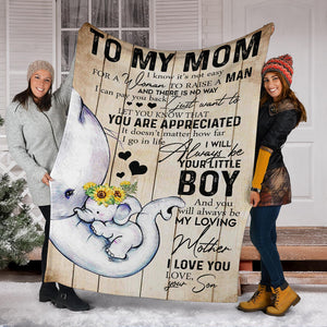 Inspirational Son to My MOM - Elephant - I Know It's Not Easy - My Loving Mother Premium Blanket One Size, Cozy Plush Fleece Blanket - 56x43, 70x54, 80x60