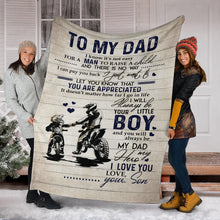 Load image into Gallery viewer, Personalized to My Dad I Know It’s Not Easy for A Man to Raise A Child from Son Premium Blanket One Size, Cozy Plush Fleece Blanket - 56x43, 70x54, 80x60