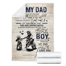 Load image into Gallery viewer, Personalized to My Dad I Know It’s Not Easy for A Man to Raise A Child from Son Premium Blanket One Size, Cozy Plush Fleece Blanket - 56x43, 70x54, 80x60
